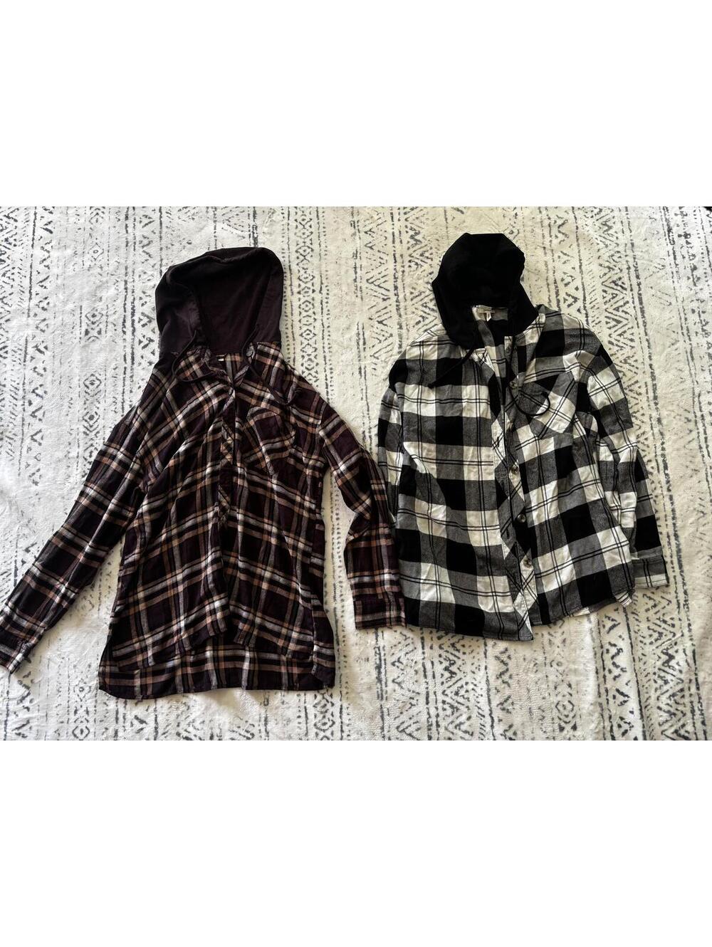 Maurices Women's Medium Hoodie Plaid Shirt Jacket - 2 Pack
